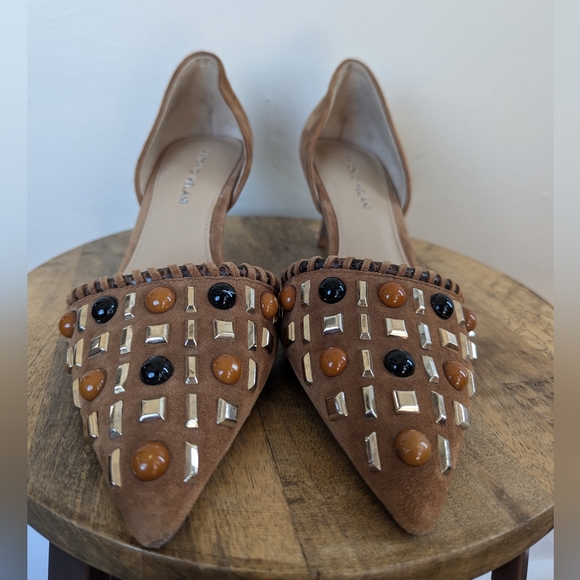 Antonio Melani Vivica Russet/Brown Beaded/Studded Suede Heels (SIZE 8) - Picture 5 of 11